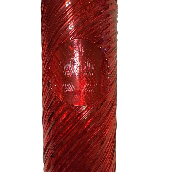 Starbucks Christmas Tumbler 2024 Red Swirl Stripe Venti  24oz Cold Cup New - Picture 6 of 6